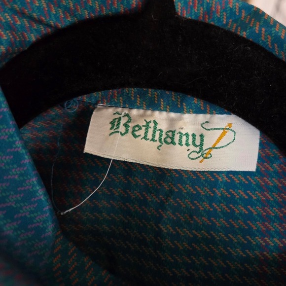 Bethany Vintage 70's Multicolor Silk Turtleneck Button Shoulder Blouse‎ Women's - Picture 6 of 6